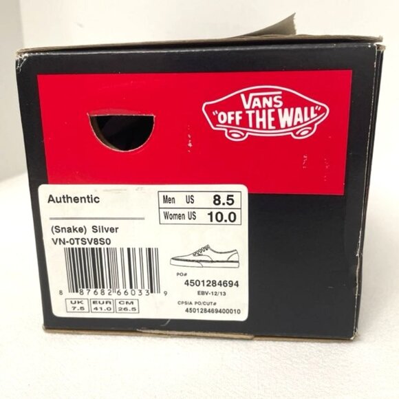 Vans Off The Wall Sneakers Snake Silver US M 8.5/W 10 Neutral Animal Print - Picture 9 of 10